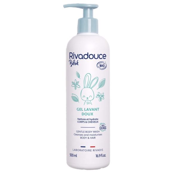Gel doux lavant b&eacute;b&eacute; bio Rivadouce - flacon-pompe de 500 ml