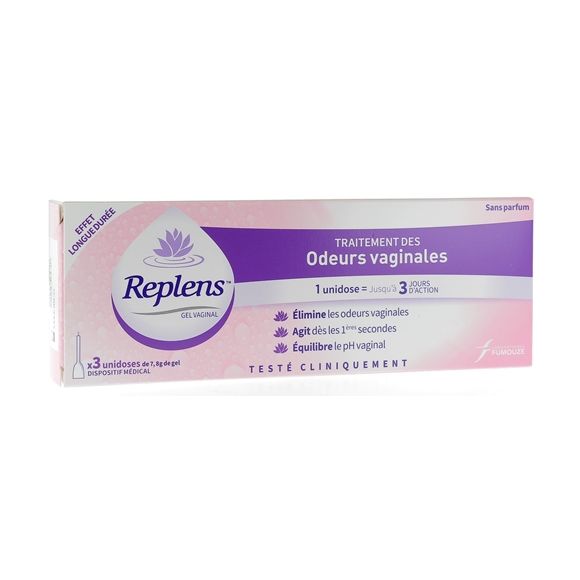 Gel vaginal traitement des odeurs vaginales Replens - bo&icirc;te de 3 unidoses
