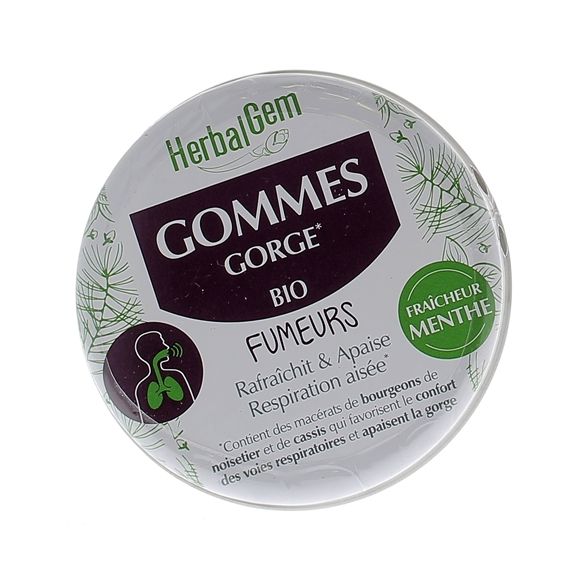 Gommes gorge bio fumeurs HerbalGem - bo&icirc;te de 45g