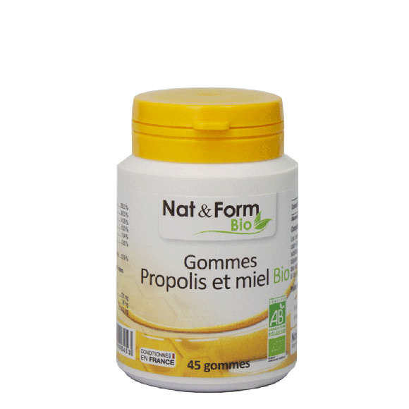 Gommes propolis et miel Nat & Form - bo&icirc;te de 45 gommes