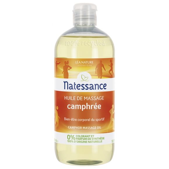 Huile de massage Camphr&eacute;e Natessance - flacon de 500 ml