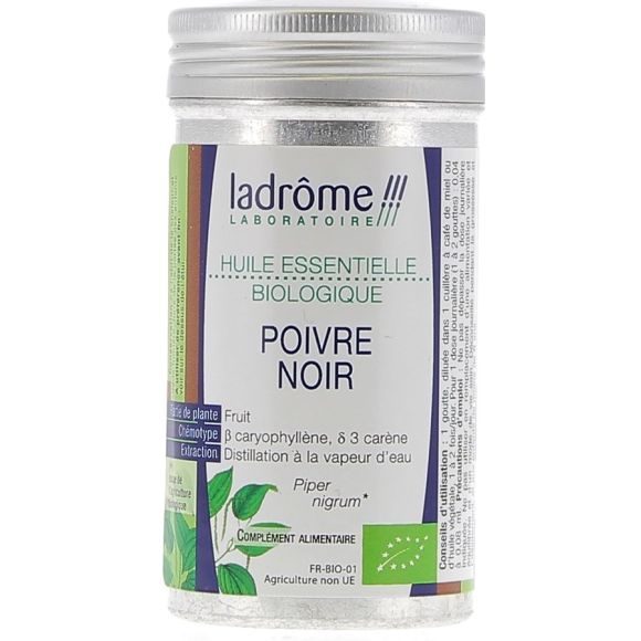 Huile essentielle poivre noir Bio Ladr&ocirc;me - flacon de 10 ml