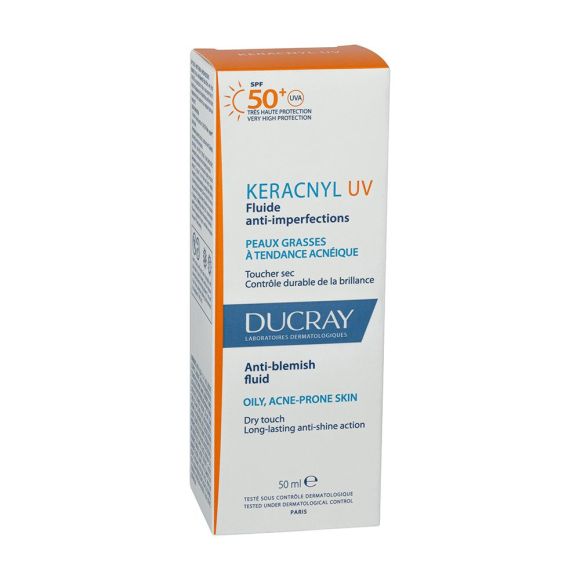 Keracnyl UV 50+ Fluide anti-imperfections peaux grasses &agrave; tendance acn&eacute;ique Ducray - tube de 50 ml