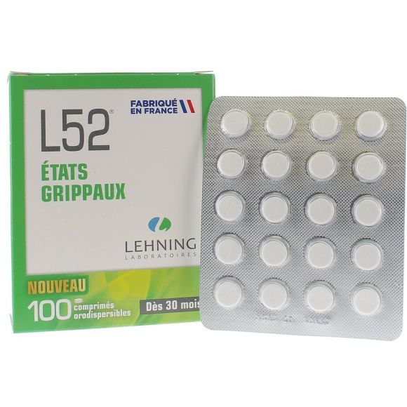 L52 &eacute;tat grippaux Lehning - 100 comprim&eacute;s orodispersibles