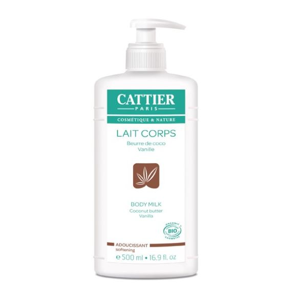 Lait corps adoucissant coco et vanille BIO Cattier - flacon-pompe de 500 ml