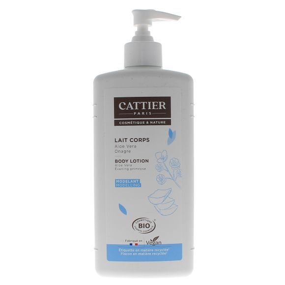 Lait corps modelant alo&eacute; vera et onagre bio Cattier - flacon-pompe de 500 ml