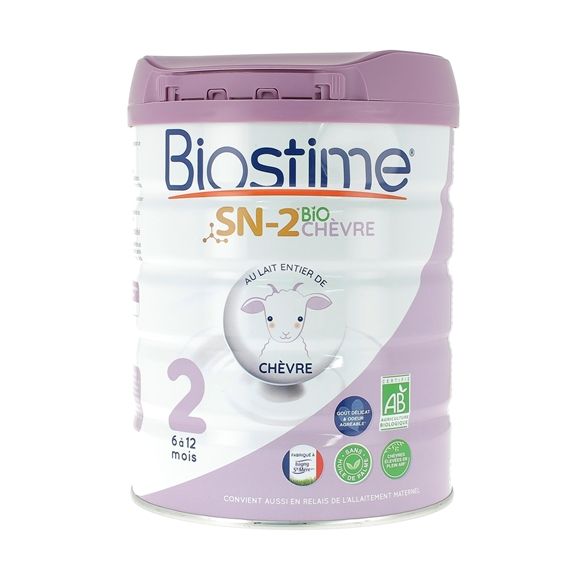 Lait de ch&egrave;vre en poudre SN-2 2&egrave;me &acirc;ge bio Biostime - pot de 800g