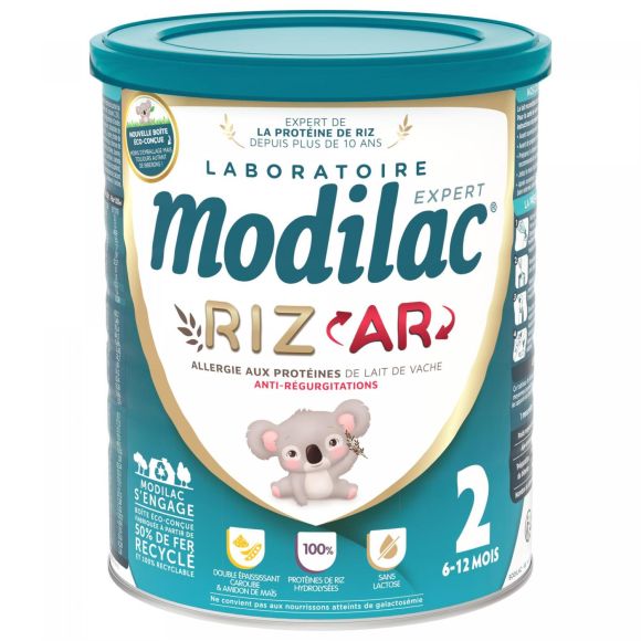 Lait de riz en poudre 2&egrave;me &acirc;ge 6-12 mois AR Modilac Expert - pot de 800 g