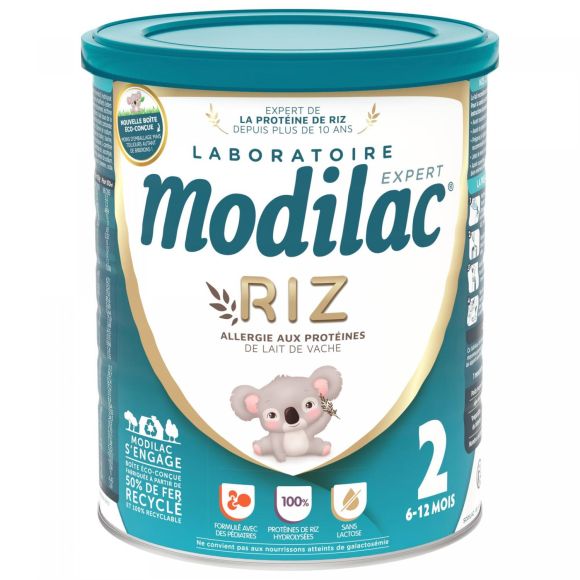 Lait de riz en poudre 2&egrave;me &acirc;ge 6-12 mois Modilac Expert - pot de 800 g