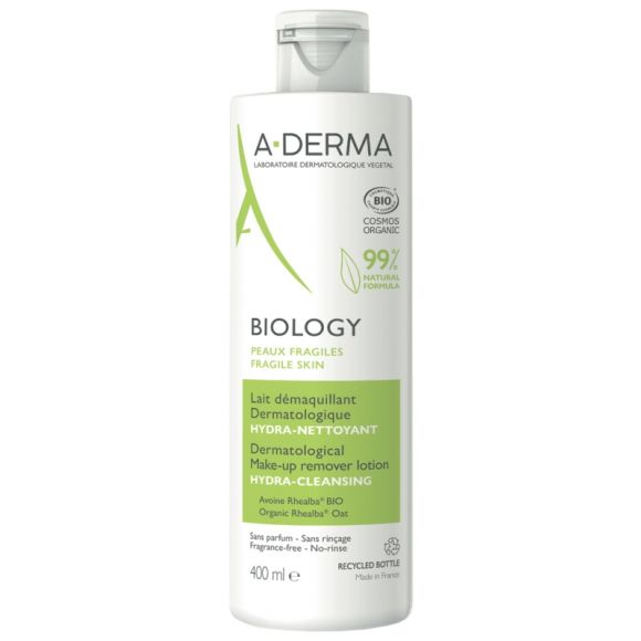 Biology Lait d&eacute;maquillant Hydra-Nettoyant A-Derma - flacon de 400ml