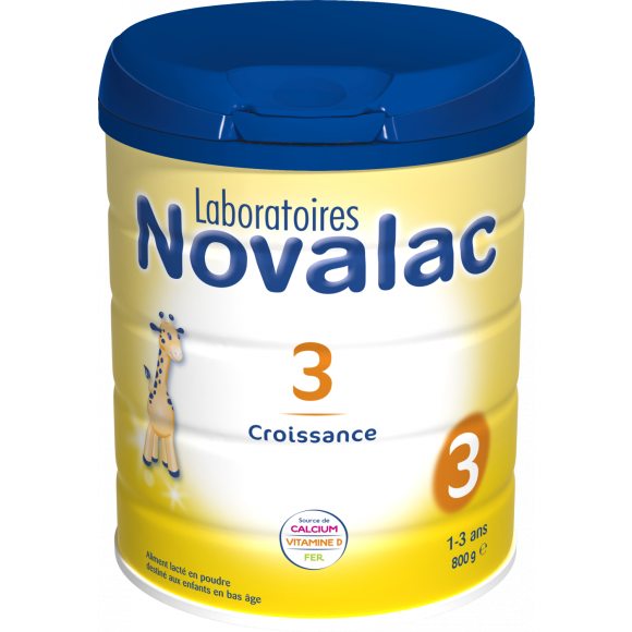 Lait en poudre Novalac 3&egrave;me &acirc;ge croissance de 1 &agrave; 3 ans - pot de 800 g