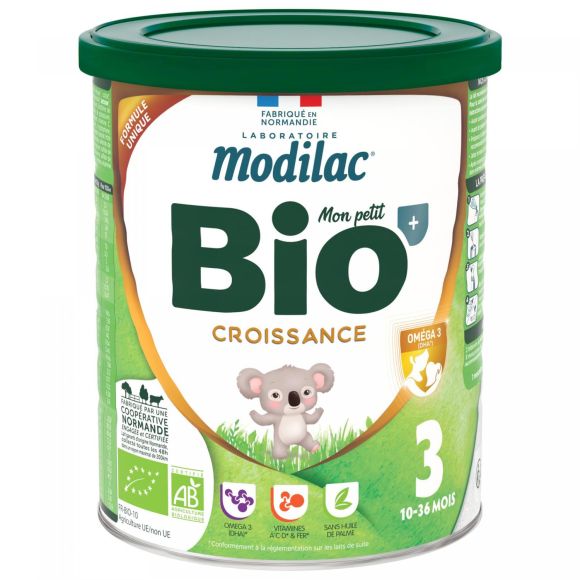 Lait en poudre Mon petit bio croissance 3&egrave;me &acirc;ge 10-36 mois Modilac - pot de 800g