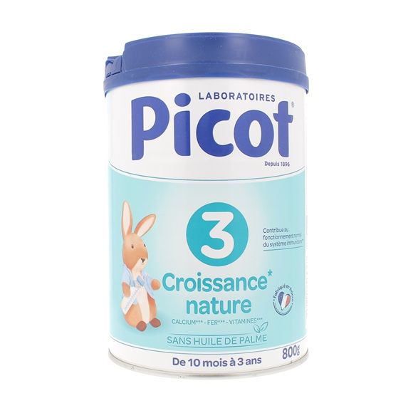 Lait poudre 3&egrave;me &acirc;ge croissance nature Picot - boite de 800g