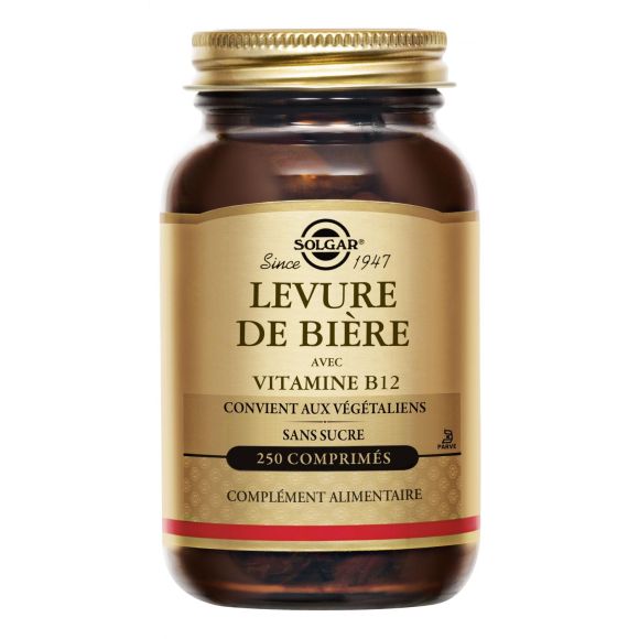 Levure de Bi&egrave;re avec Vitamine B12 Solgar - bo&icirc;te de 250 comprim&eacute;s