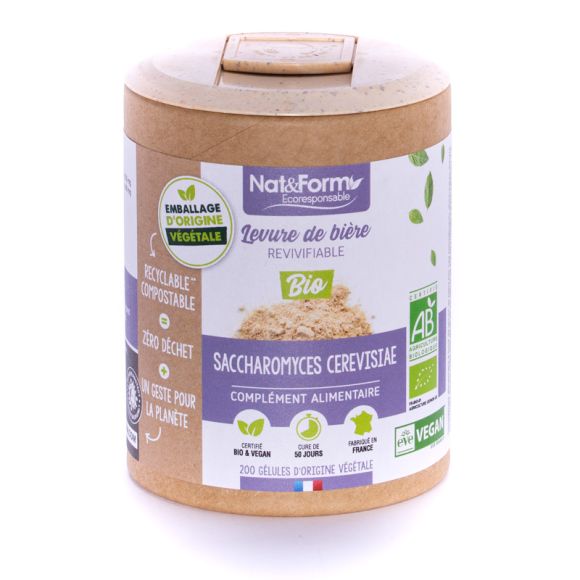 Levure de bi&egrave;re Bio Ecoresponsable Nat&Form - Boite de 200 g&eacute;lules