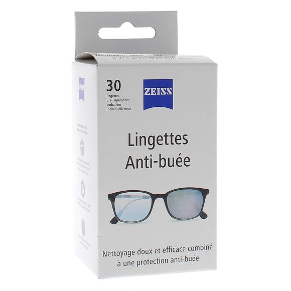 Lingettes antibu&eacute;e pour lunettes Zeiss - bo&icirc;te de 30 lingettes