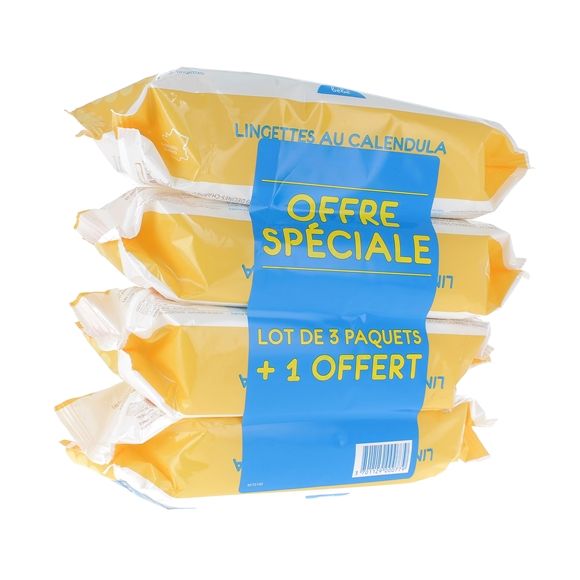 Lingettes au calendula b&eacute;b&eacute; Gifrer - lot de 4 x 70 lingettes