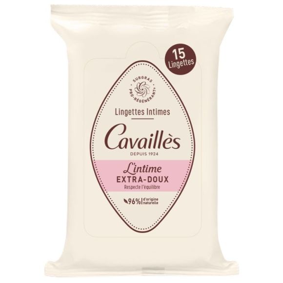 Lingettes intimes extra-douces Rog&eacute; Cavaill&egrave;s - bo&icirc;te de 15 lingettes