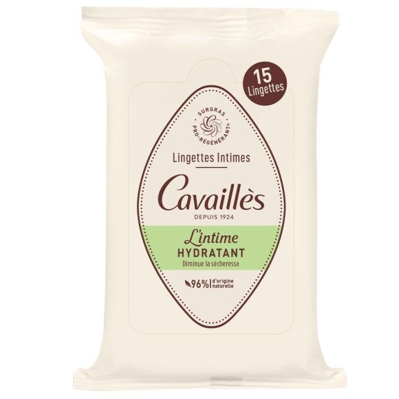 Lingettes intimes hydratantes sp&eacute;cial s&eacute;cheresse Rog&eacute; Cavaill&egrave;s - paquet de 15 lingettes