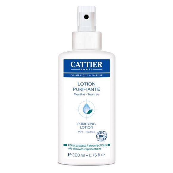 Lotion purifiante, peaux grasses &agrave; imperfections bio Cattier - spray de 200 ml