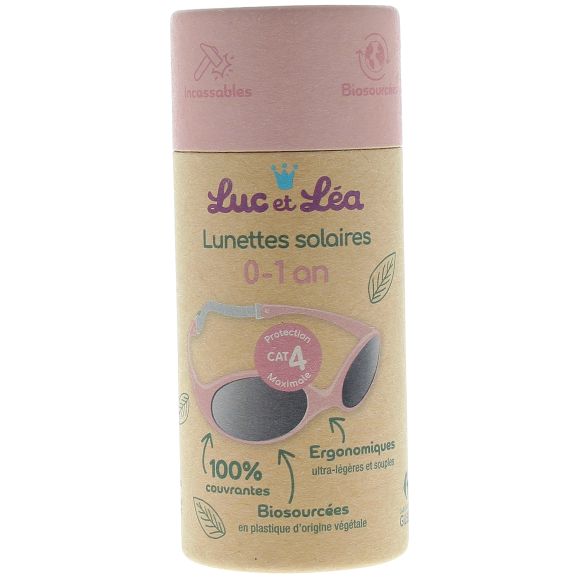 Lunettes solaires biosourc&eacute;es cat&eacute;gorie 4 0-1 an rose poudr&eacute; Luc et L&eacute;a - 1 paire de lunettes