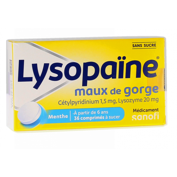 Lysopa&iuml;ne sans sucre - 36 comprim&eacute;s &agrave; sucer