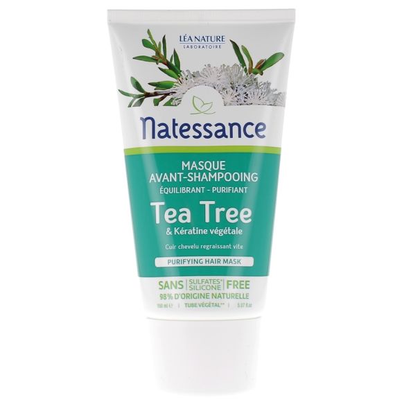 Masque avant-shampoing Tea Tree Natessance - Tube v&eacute;g&eacute;tal de 150ml