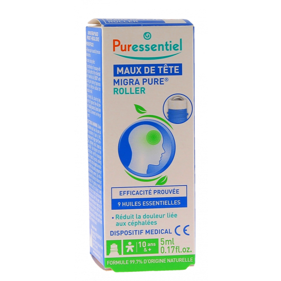 Maux de t&ecirc;te roller aux 9 huiles essentielles Puressentiel - roller de 10ml