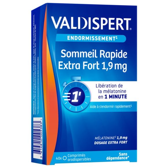 Sommeil rapide extra fort 1,9 mg Valdispert - bo&icirc;te de 40 comprim&eacute;s orodispersibles