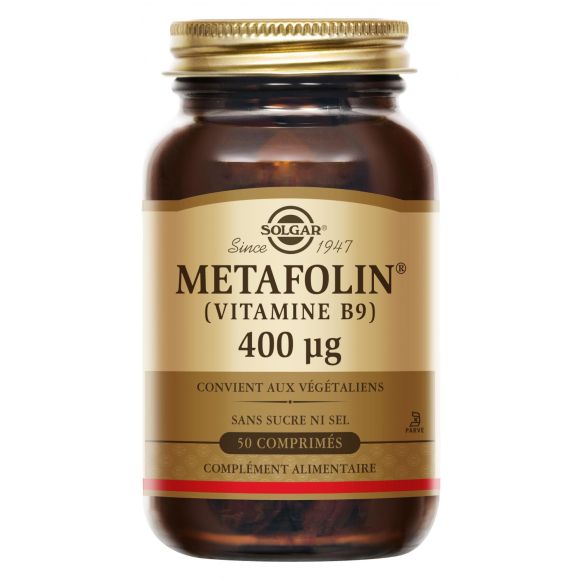 Metafolin 400 &micro;g (vitamine B9) Solgar - bo&icirc;te de 50 comprim&eacute;s