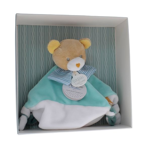 Mini doudou ours bleu Doudou et compagnie - bo&icirc;te avec doudou de 20 cm