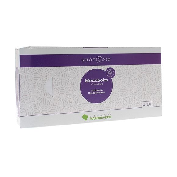Mouchoirs blancs Marque Verte - bo&icirc;te de 100 mouchoirs