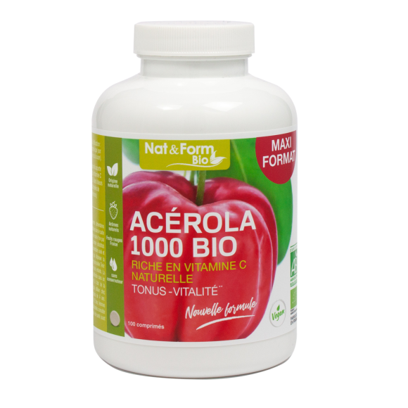 Ac&eacute;rola 1000 bio Nat&Form - bo&icirc;te de 100 comprim&eacute;s