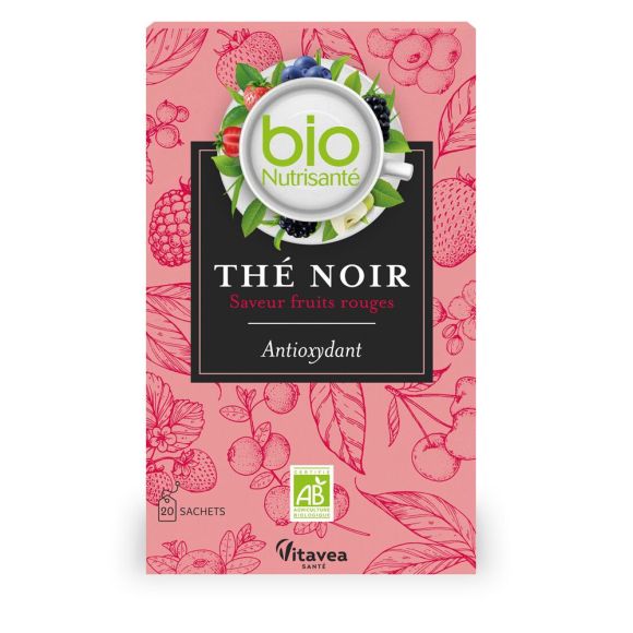 Nutrisant&eacute; Th&eacute; noir saveur fruits rouges bio Vitavea Sant&eacute; - bo&icirc;te de 20 sachets
