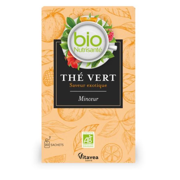 Nutrisant&eacute; Th&eacute; vert saveur exotique bio Vitavea - bo&icirc;te de 20 sachets