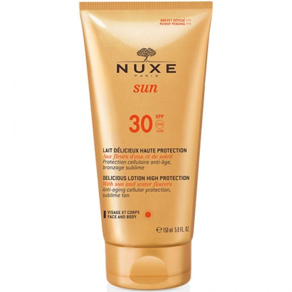 Lait d&eacute;licieux visage et corps haute protection SPF 30 Nuxe sun - tube de 150 ml