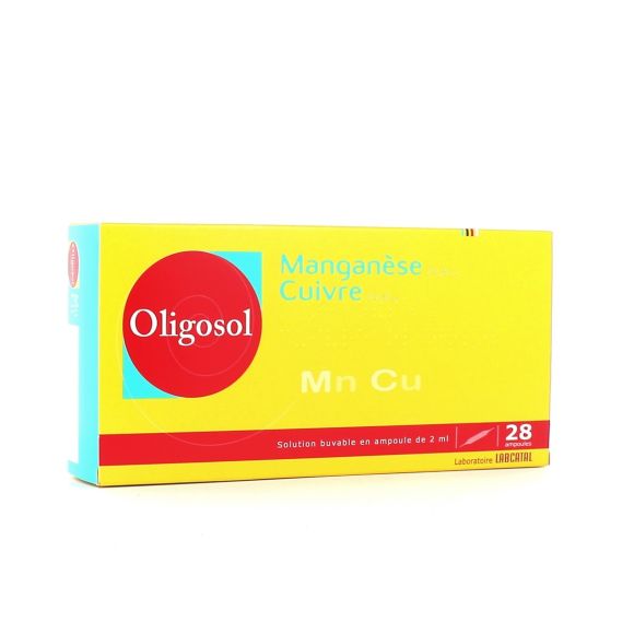 Oligosol Mangan&egrave;se Cuivre solution buvable en ampoule - boite de 28 ampoules