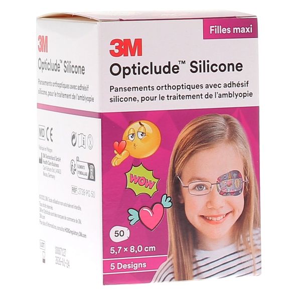 Opticlude silicone filles maxi 3M - 50 pansements de 5,7 x 8,0 cm