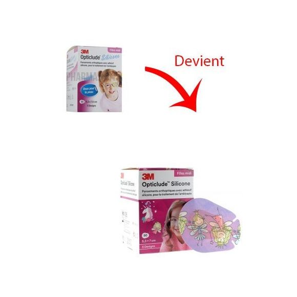 Opticlude silicone filles midi 3M - 50 pansements de 5,3 x 7,0 cm