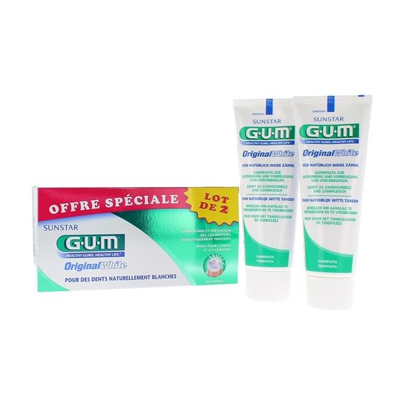 Original White Dentifrice GUM - lot de 2 tubes de 75 ml
