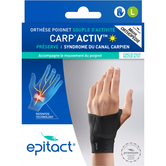 Carp'Activ Orth&egrave;se poignet souple d'activit&eacute; main gauche taille L Epitact - 1 orth&egrave;se