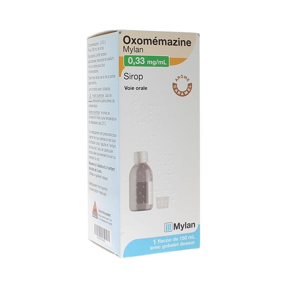 Oxom&eacute;mazine 0,33 mg/ml sirop Mylan - un flacon doseur de 150 ml avec gobelet doseur