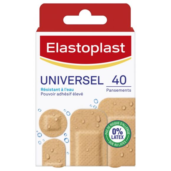 Pansements Universel r&eacute;sistant &agrave; l'eau Elastoplast - bo&icirc;te de 40 pansements