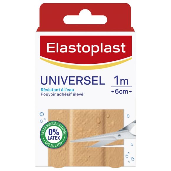 Pansement Universel r&eacute;sistant &agrave; l'eau Elastoplast - bo&icirc;te de 10 pansements 1m x 6cm