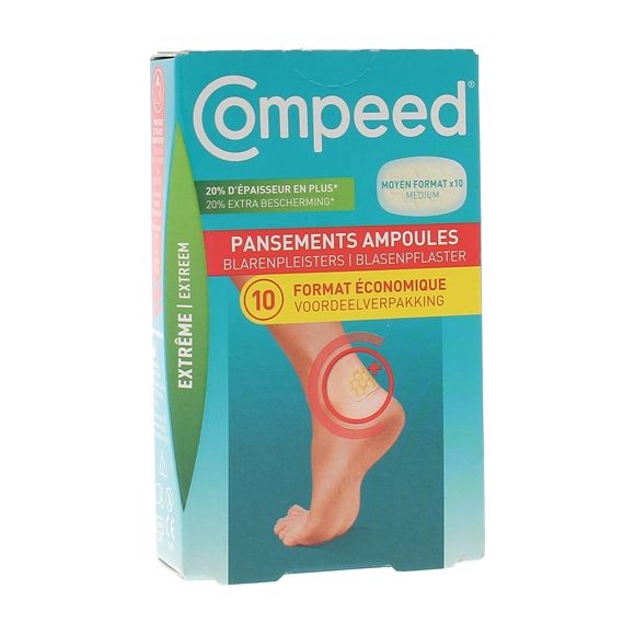 Pansements ampoules format moyen Extr&ecirc;me Compeed - bo&icirc;te de 10 pansements