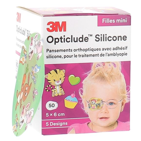 Opticlude Pansements orthoptiques 5x6cm filles mini 3M - bo&icirc;te de 50 pansements