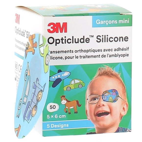 Opticlude Pansements orthoptiques 5x6 cm gar&ccedil;ons mini 3M - boite de 50 pansements