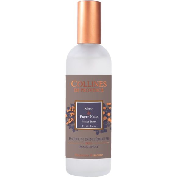 Parfum d'int&eacute;rieur Musc & Fruit Noir Collines de Provence - spray de 100ml