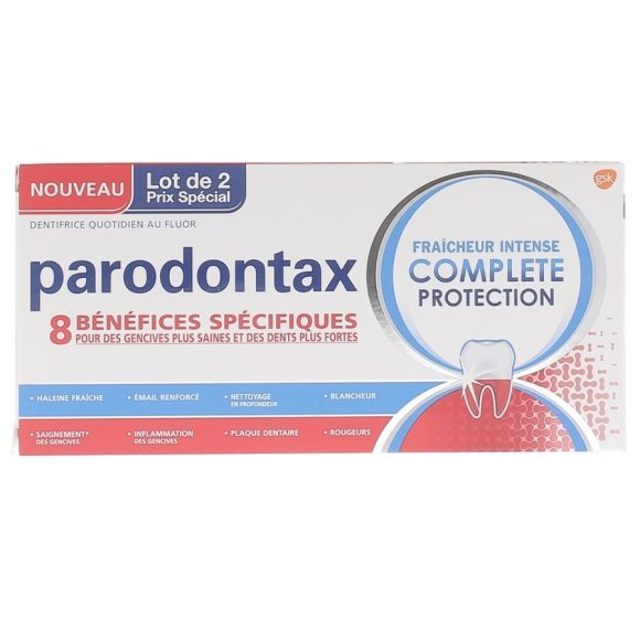 Parodontax fra&icirc;cheur intense complete protection - 2 tubes de 75 ml