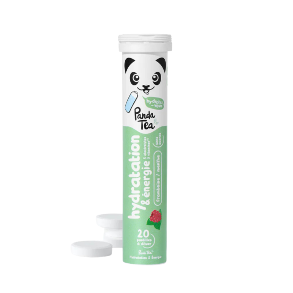 Pastilles hydratation et &eacute;nergie go&ucirc;t menthe framboise Panda Tea - 20 pastilles effervescentes